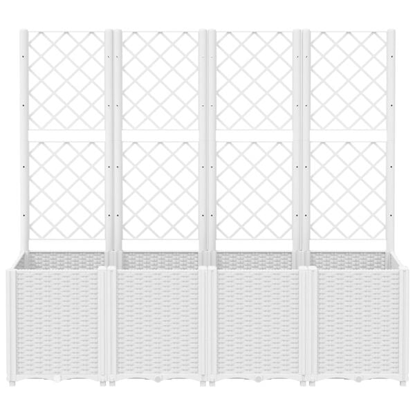 vidaXL Jardinera con enrejado PP blanco 160x40x140 cm