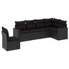 vidaXL Set de sof&aacute;s de jard&iacute;n 6 piezas y cojines rat&aacute;n sint&eacute;tico negro