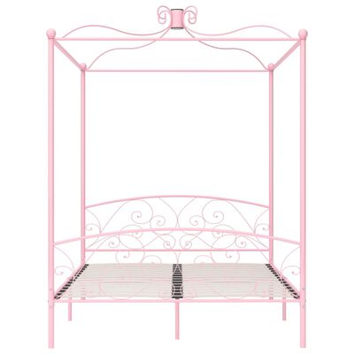 vidaXL Estructura de cama con dosel metal rosa 160x200 cm