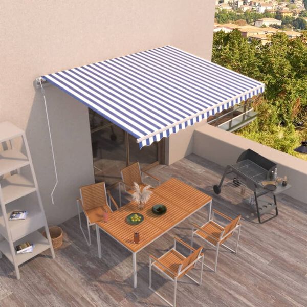 vidaXL Toldo autom&aacute;tico retr&aacute;ctil azul y blanco 400x350 cm