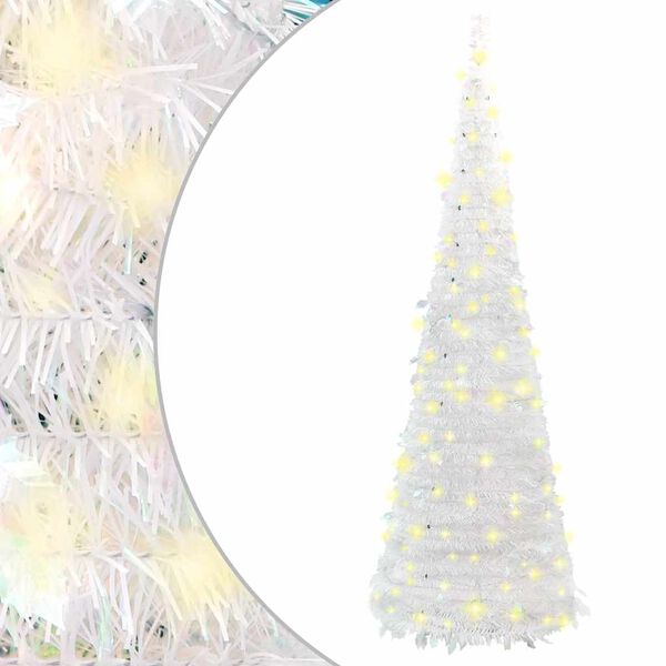 vidaXL &Aacute;rbol de Navidad artificial desplegable 50 LED blanco 120 cm