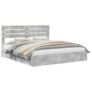 vidaXL Cama con almacenamiento con cabecera Gris Concreto 200 x 200 cm
