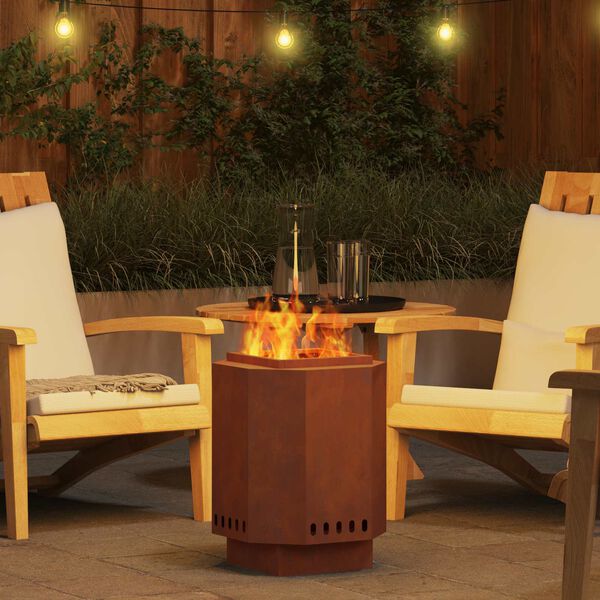 vidaXL Hoguera Sin Humo Marr&oacute;n 38 x 38 x 51 cm Acero autopatinable