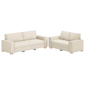 vidaXL Sof&aacute; 2 pcs Beige 220 x 80 x 84 cm Tejido mezcla de lino
