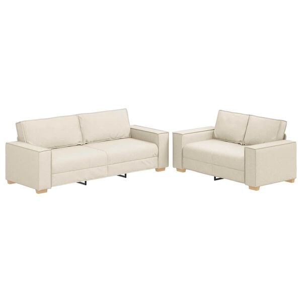 vidaXL Sof&aacute; 2 pcs Beige 220 x 80 x 84 cm Tejido mezcla de lino