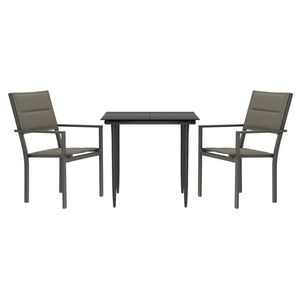 vidaXL Juego de comedor para jard&iacute;n 3 piezas acero y textilene negro