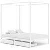 vidaXL Estructura de cama con dosel 2 cajones pino blanco 100x200 cm