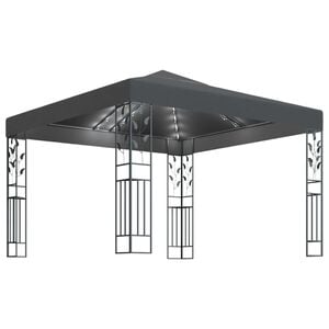 vidaXL Cenador con tira de luces LED 3x3 m gris antracita