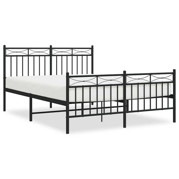 vidaXL Estructura cama sin colchón con estribo metal negro 135x190 cm