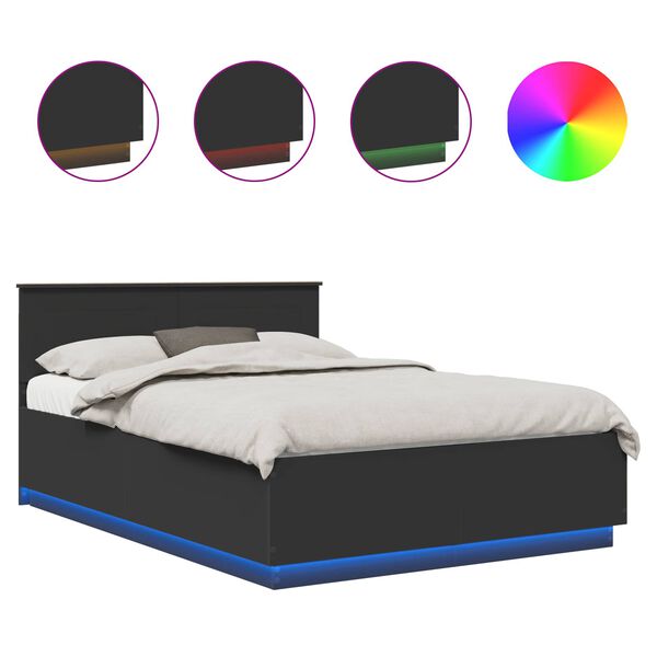 vidaXL Estructura de cama Negro 150 x 200 cm Madera de ingenier&iacute;a