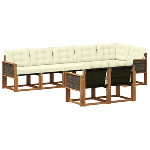 vidaXL Conjunto de sof&aacute;s de exterior con coj&iacute;n 8 pcs Natural y Crema
