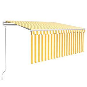 vidaXL Toldo autom&aacute;tico persiana, LED y sensor amarillo/blanco 3x2,5 m