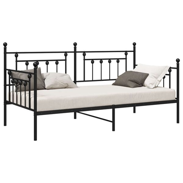 vidaXL Estructura de cama de d&iacute;a Negro 90 x 190 cm Acero