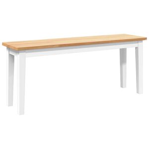 vidaXL Banco 110 cm madera maciza caucho blanco