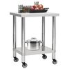 vidaXL Mesa de trabajo para cocina con ruedas acero inox 80x45x85 cm