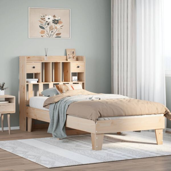 vidaXL Estructura de cama sin colch&oacute;n madera maciza pino 75x190 cm
