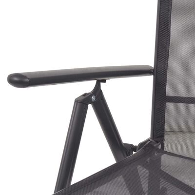 vidaXL Tumbona reclinable de aluminio y textilene negro