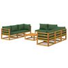 vidaXL Juego muebles de jardín 9 piezas madera maciza y cojines verdes