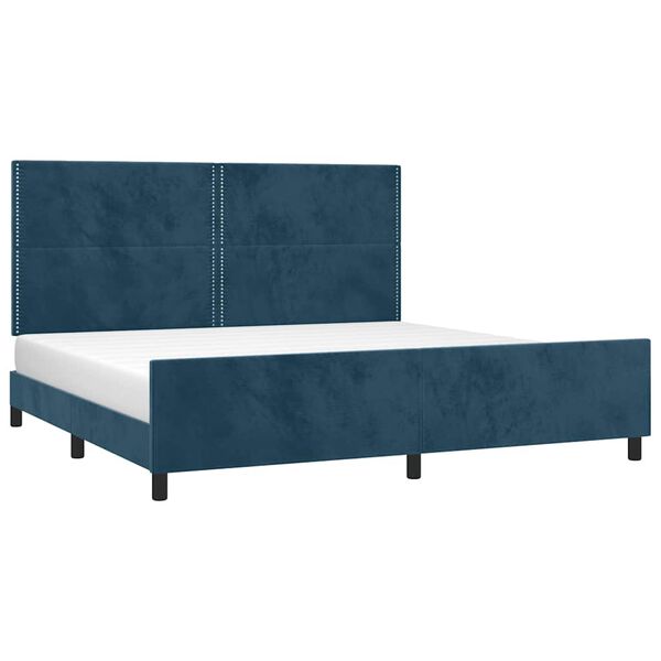 vidaXL Estructura cama sin colch&oacute;n terciopelo azul oscuro 200x200 cm