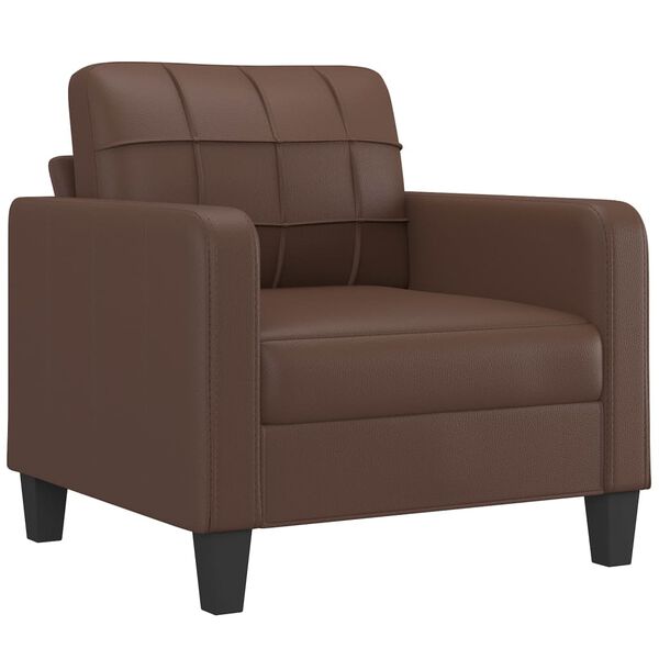 vidaXL Sill&oacute;n con taburete cuero sint&eacute;tico marr&oacute;n 60 cm