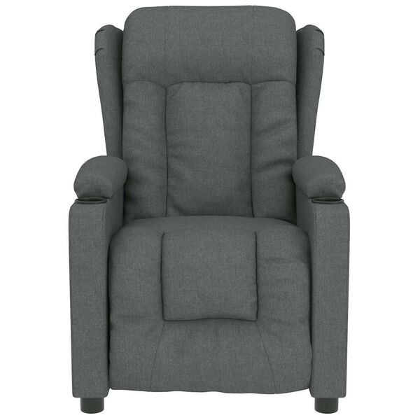 vidaXL Sillón de masaje de tela gris oscuro