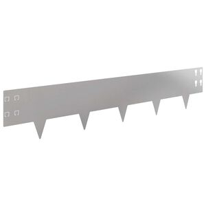 vidaXL Borde de C&eacute;sped 10 pcs 100 x 20 cm Acero Plateado