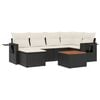 vidaXL Set de comedor de jard&iacute;n 7 pzas y cojines rat&aacute;n sint&eacute;tico negro