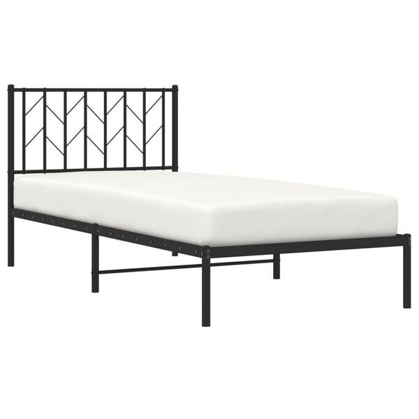 vidaXL Estructura cama sin colch&oacute;n con cabecero metal negro 90x200 cm