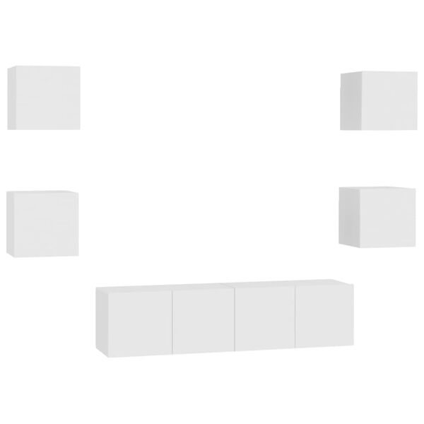 vidaXL Set de muebles de sal&oacute;n TV 6 piezas madera de ingenier&iacute;a blanco