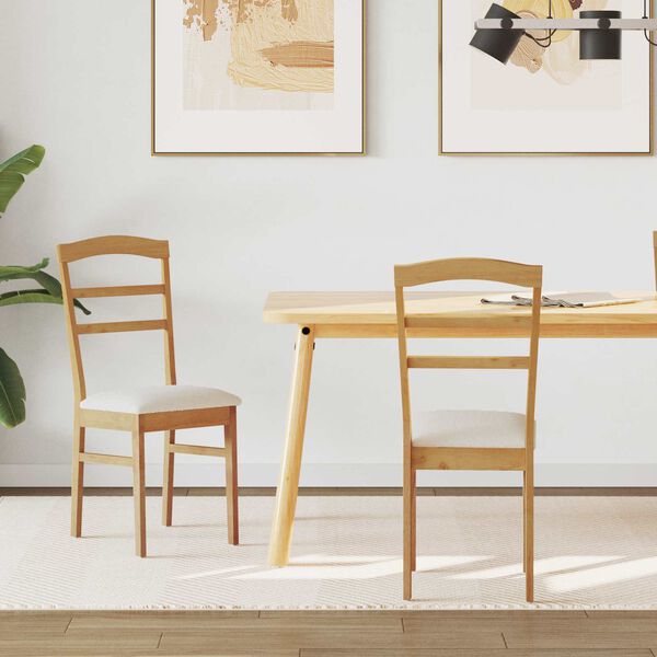 vidaXL Silla de comedor 2 pcs Natural y claro Madera de Caucho S&oacute;lido