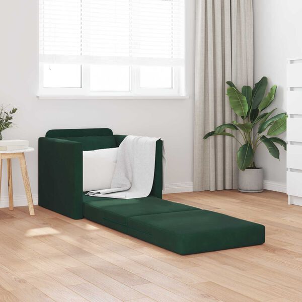 vidaXL Sof&aacute; cama 60cm Verde oscuro Terciopelo