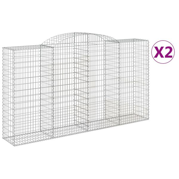vidaXL Cestas gaviones 2 uds forma de arco hierro 300x50x160/180 cm