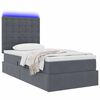 vidaXL Cama con almacenamiento y LED con LED Gris oscuro 90 x 190 cm