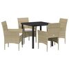 vidaXL Conjunto de Comedor de Jardín 5 pcs Beige ratán sintético
