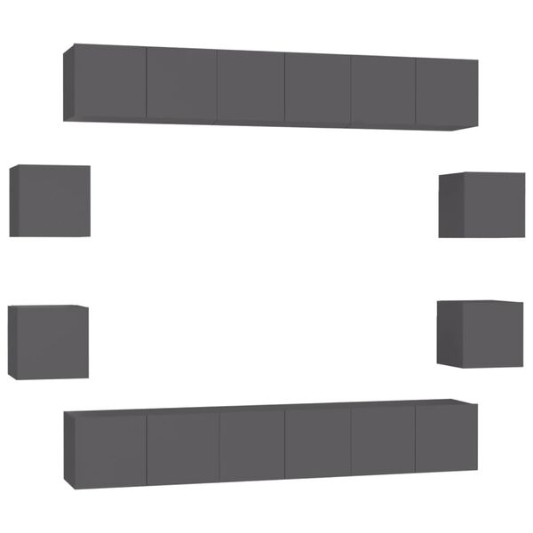vidaXL Set de muebles de sal&oacute;n 10 piezas madera ingenier&iacute;a gris
