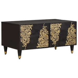 vidaXL Mesa de Caf&eacute; Negro 80 x 50 x 40 cm Madera de mango maciza