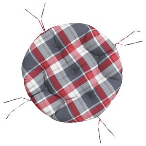 vidaXL Coj&iacute;n redondo tela Oxford estampado de cuadros rojo &Oslash; 60x11 cm