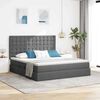 vidaXL Cama con almacenamiento y LED Gris oscuro 160 x 200 cm