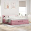 vidaXL Estructura cama otomana con colch&oacute;n terciopelo rosa 180x200 cm