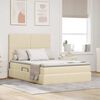 vidaXL Cama con almacenamiento y colch&oacute;n Crema 140 x 190 cm Poli&eacute;ster
