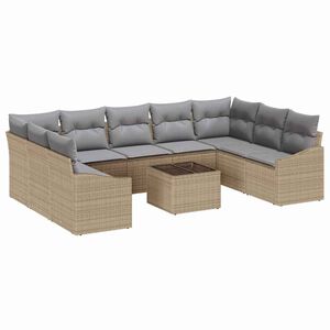 vidaXL Conjunto de sofá de jardín con cojín 9 pcs Beige y Gris Claro