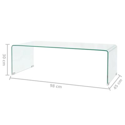 vidaXL Mesa de centro vidrio templado 98x45x30 cm claro