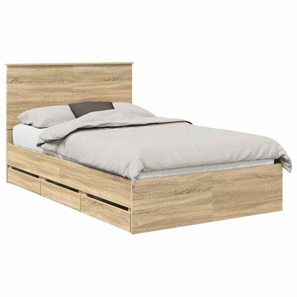 vidaXL Estructura de cama Roble Sonoma 135 x 190 cm Madera Ingenieril