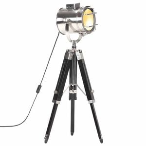 vidaXL L&aacute;mpara con tr&iacute;pode de suelo madera maciza mango negro 69 cm