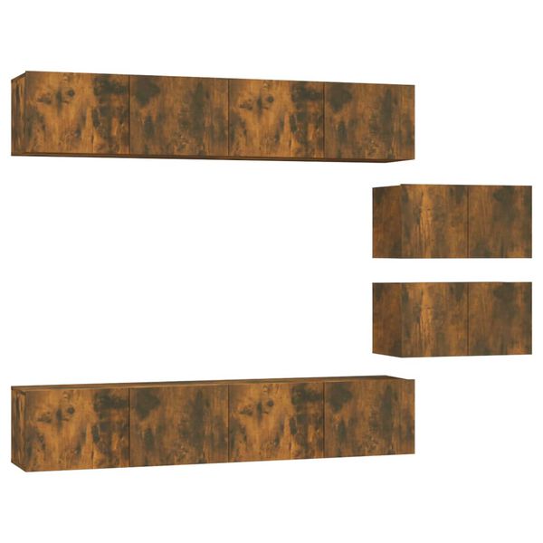 vidaXL Set de muebles de TV 6 pzas madera contrachapada roble ahumado