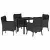 vidaXL Conjunto de Comedor de Jard&iacute;n 5 uds. Negro rat&aacute;n sint&eacute;tico
