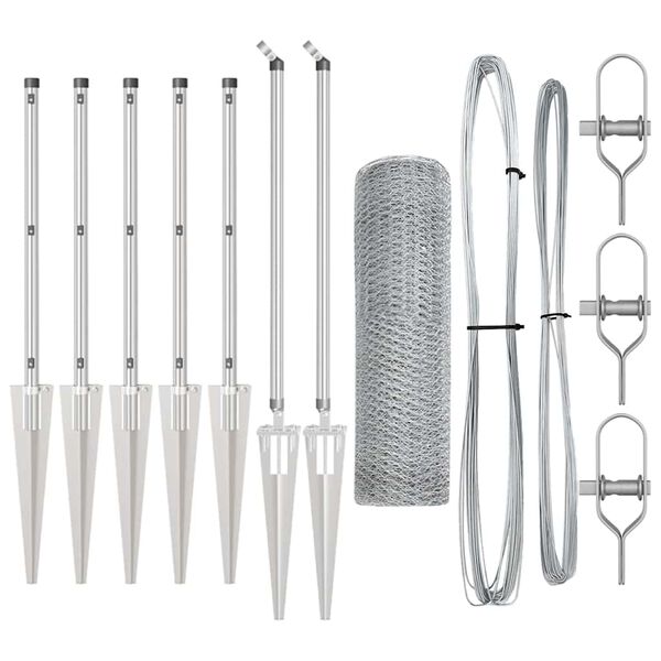 vidaXL Poste de Valla Plateado 10 x 0,6 m (malla de 13 mm) Acero