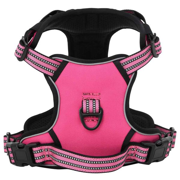 vidaXL Arnés para perros con correa y collar ajustable rosa M
