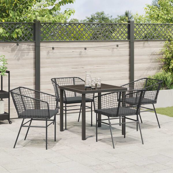 vidaXL Conjunto de Comedor de Jard&iacute;n 5 pcs Negro rat&aacute;n sint&eacute;tico