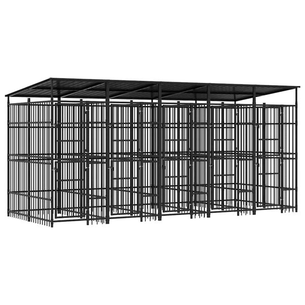 vidaXL Perrera de exterior con techo de acero 9,22 m&sup2;